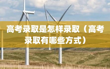 高考录取是怎样录取（高考录取有哪些方式）