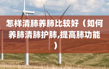 怎样清肺养肺比较好（如何养肺清肺护肺,提高肺功能）
