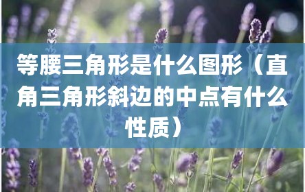 等腰三角形是什么图形（直角三角形斜边的中点有什么性质）