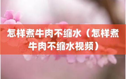 怎样煮牛肉不缩水（怎样煮牛肉不缩水视频）
