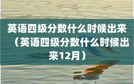英语四级分数什么时候出来（英语四级分数什么时候出来12月）