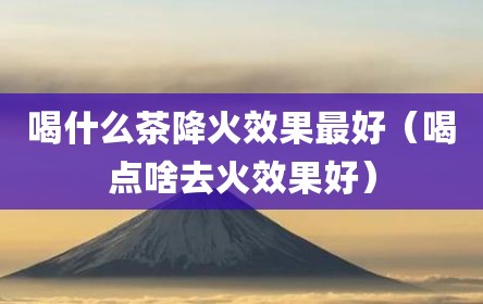 喝什么茶降火效果最好（喝点啥去火效果好）
