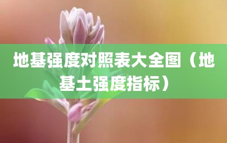 地基强度对照表大全图（地基土强度指标）