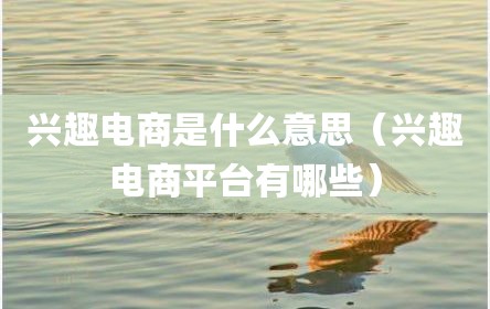 兴趣电商是什么意思（兴趣电商平台有哪些）