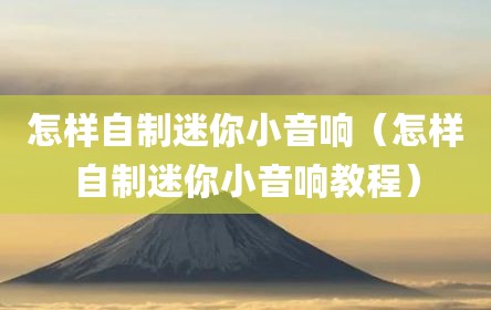 怎样自制迷你小音响（怎样自制迷你小音响教程）