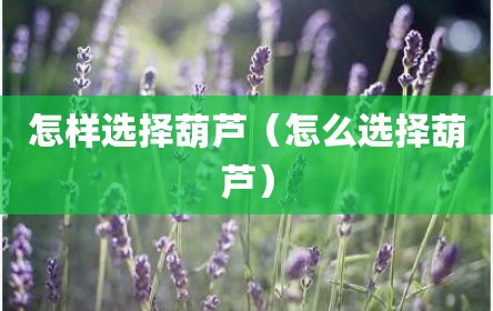怎样选择葫芦（怎么选择葫芦）