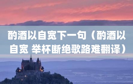 酌酒以自宽下一句（酌酒以自宽 举杯断绝歌路难翻译）