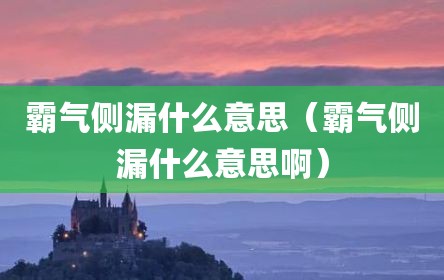 霸气侧漏什么意思（霸气侧漏什么意思啊）