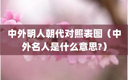 中外明人朝代对照表图（中外名人是什么意思?）
