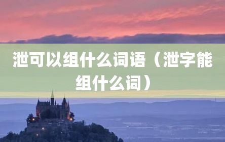 泄可以组什么词语（泄字能组什么词）