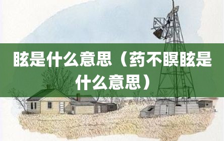 眩是什么意思（药不瞑眩是什么意思）