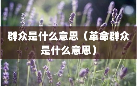 群众是什么意思（革命群众是什么意思）