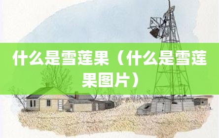什么是雪莲果（什么是雪莲果图片）