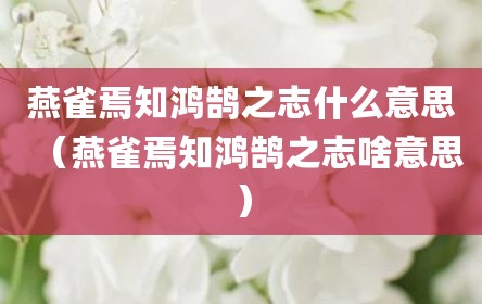 燕雀焉知鸿鹄之志什么意思（燕雀焉知鸿鹄之志啥意思）