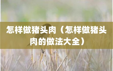 怎样做猪头肉（怎样做猪头肉的做法大全）