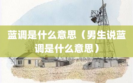 蓝调是什么意思（男生说蓝调是什么意思）
