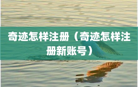 奇迹怎样注册（奇迹怎样注册新账号）