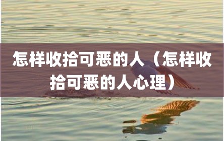 怎样收拾可恶的人（怎样收拾可恶的人心理）
