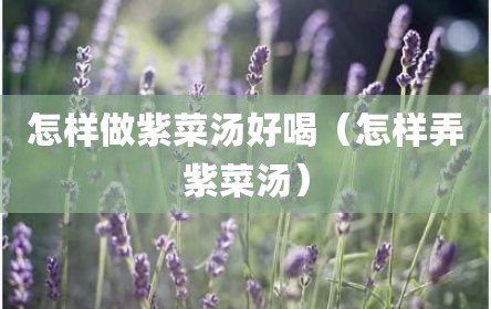怎样做紫菜汤好喝（怎样弄紫菜汤）