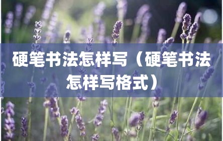 硬笔书法怎样写（硬笔书法怎样写格式）