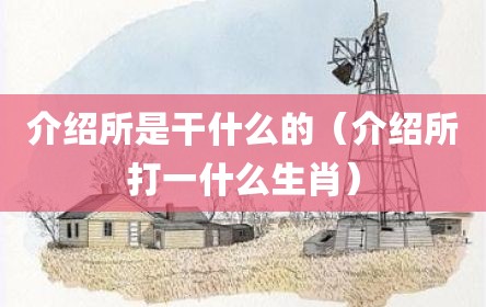 介绍所是干什么的（介绍所打一什么生肖）