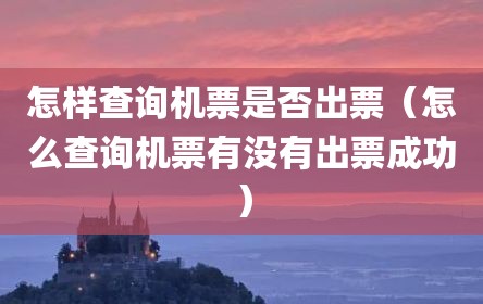怎样查询机票是否出票（怎么查询机票有没有出票成功）