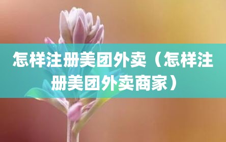 怎样注册美团外卖（怎样注册美团外卖商家）