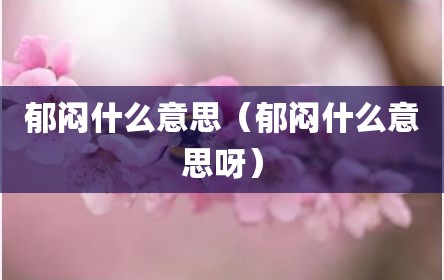 郁闷什么意思（郁闷什么意思呀）