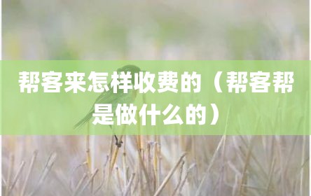 帮客来怎样收费的（帮客帮是做什么的）