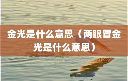 金光是什么意思（两眼冒金光是什么意思）