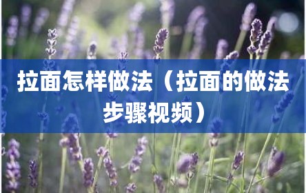 拉面怎样做法（拉面的做法步骤视频）