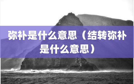 弥补是什么意思（结转弥补是什么意思）