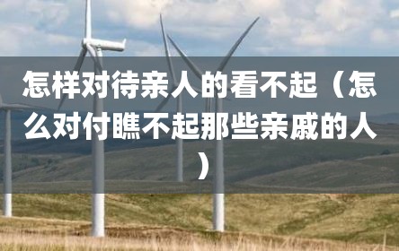 怎样对待亲人的看不起（怎么对付瞧不起那些亲戚的人）