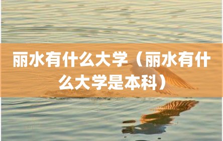 丽水有什么大学（丽水有什么大学是本科）