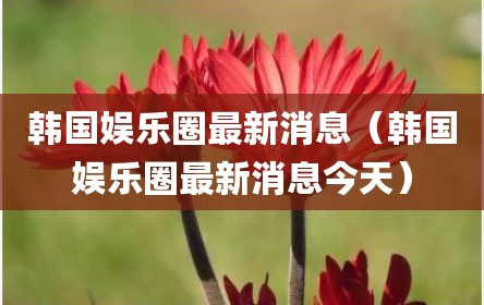 韩国娱乐圈最新消息（韩国娱乐圈最新消息今天）
