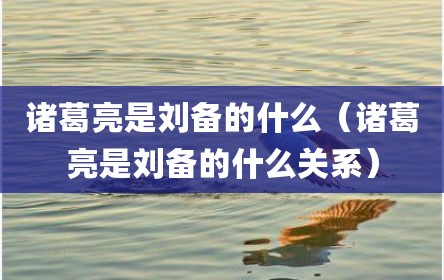 诸葛亮是刘备的什么（诸葛亮是刘备的什么关系）