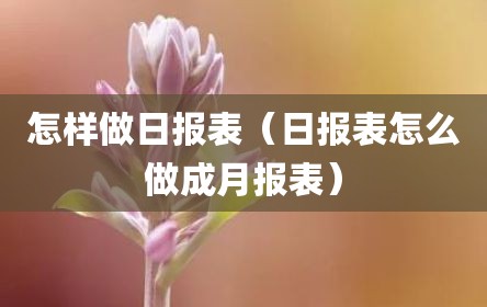 怎样做日报表（日报表怎么做成月报表）