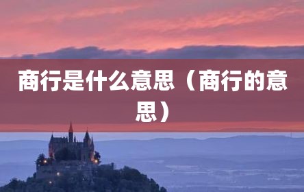 商行是什么意思（商行的意思）