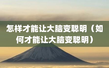 怎样才能让大脑变聪明（如何才能让大脑变聪明）