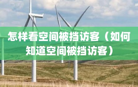 怎样看空间被挡访客（如何知道空间被挡访客）