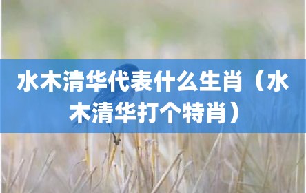 水木清华代表什么生肖（水木清华打个特肖）