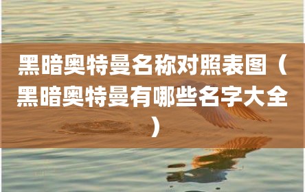黑暗奥特曼名称对照表图（黑暗奥特曼有哪些名字大全）