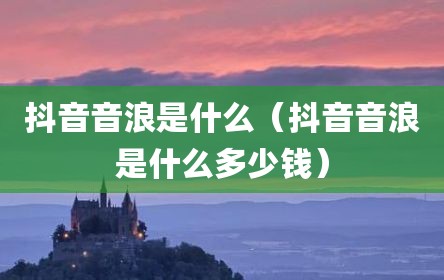 抖音音浪是什么（抖音音浪是什么多少钱）