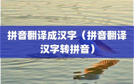 拼音翻译成汉字（拼音翻译汉字转拼音）