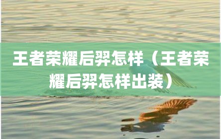 王者荣耀后羿怎样（王者荣耀后羿怎样出装）