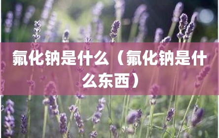 氟化钠是什么（氟化钠是什么东西）