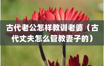 古代老公怎样教训老婆（古代丈夫怎么管教妻子的）