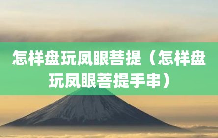 怎样盘玩凤眼菩提（怎样盘玩凤眼菩提手串）
