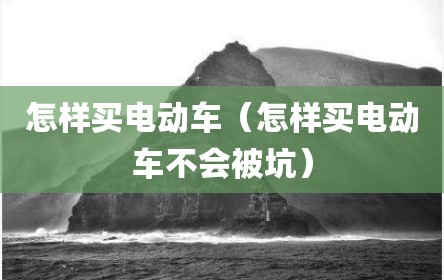 怎样买电动车（怎样买电动车不会被坑）