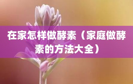 在家怎样做酵素（家庭做酵素的方法大全）